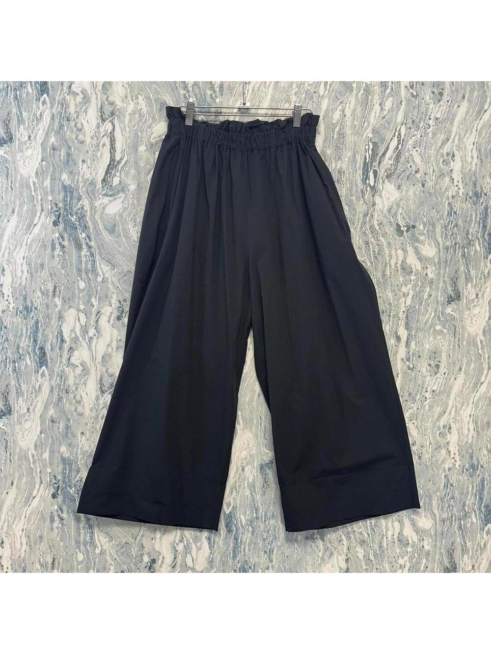 Minimalist Boho Lagenlook Black Wide Leg Pants (1)